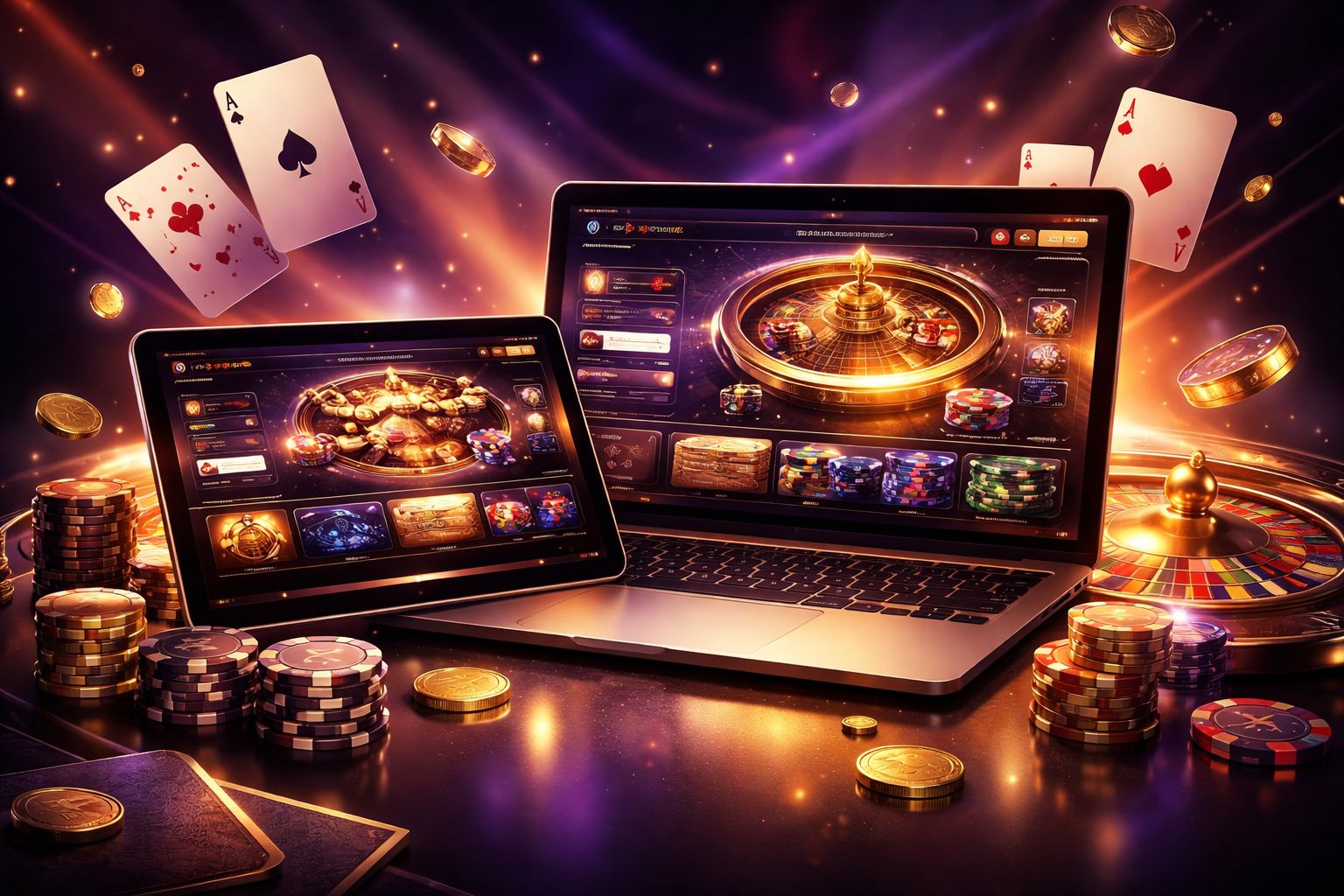 Entorno digital moderno de casino que representa calidad, equidad y jugabilidad receptiva de Betitor